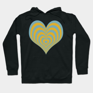 Warm Mustard and Blue Layered Heart Hoodie